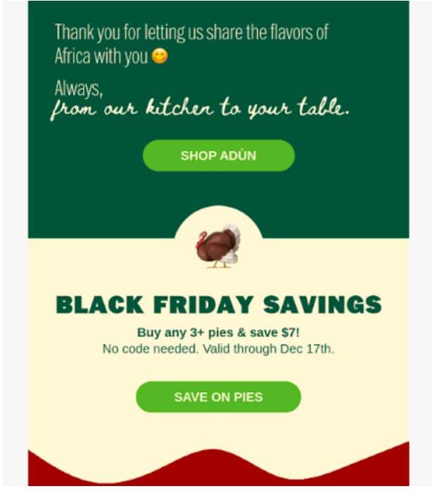 Thanksgiving marketing email ideas